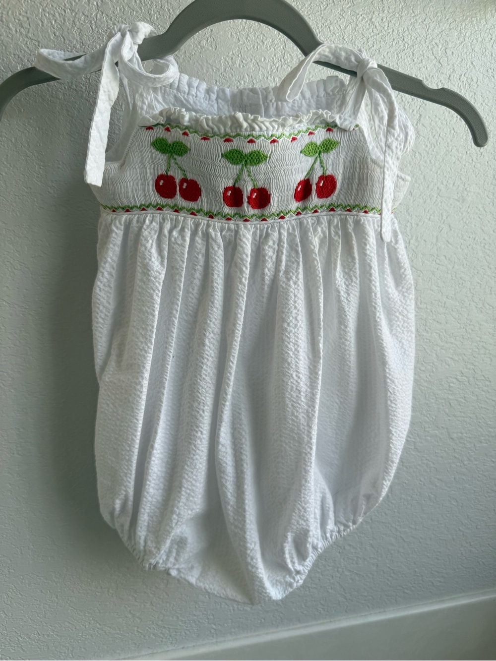 Velani Classics Cherry Smocked Bubble Romper | 18M